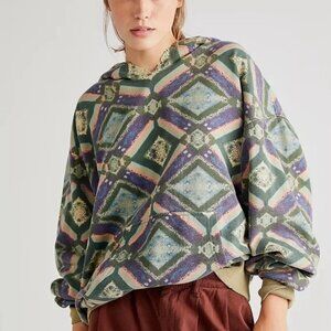 NWT Free People It's A Vibe Printed Hoodie - Cool Combo (Small)